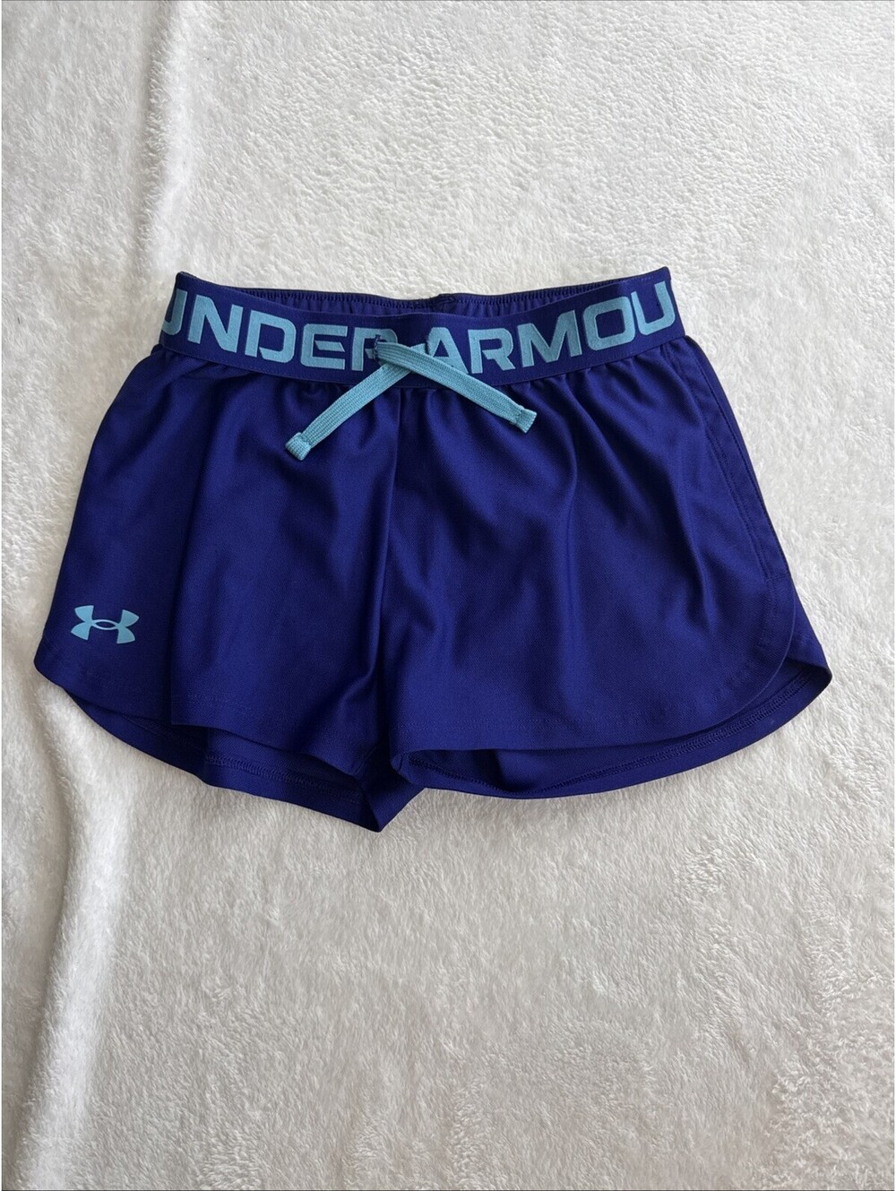 Under Armour Girls Play Up Athletic Shorts Size M Blue